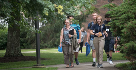 Photo of Pitt-Bradford students walking outside